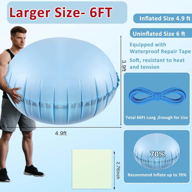 Waybas 6ft Pool Pillows for Above Ground Pools, Heavy Duty Swimming Pool Air Pillow 0.3mm Thickened Pool Closing Winter Kit Pool Cover Float Balloon with String Repair Tape for Winterizing Ice Equalizer - Image 2